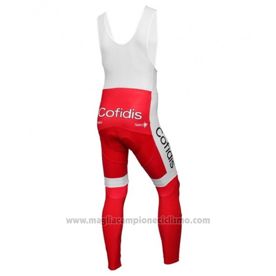 2016 Abbigliamento Ciclismo Cofidis Bianco e Rosso Manica Lunga e Salopette